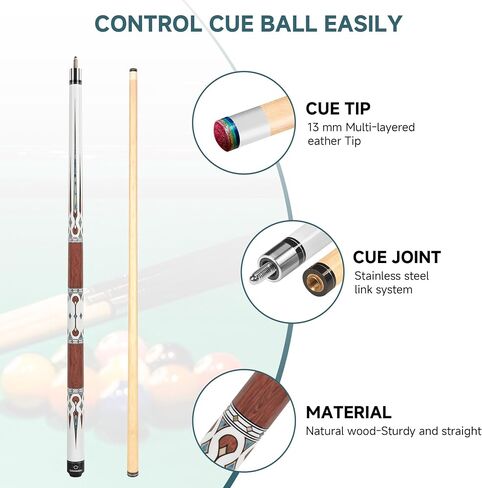 HomeSeason Pool Cue Stick 57" Billiard Cue Sticks Professional Low Deflection Pool Sticks in Kuwait