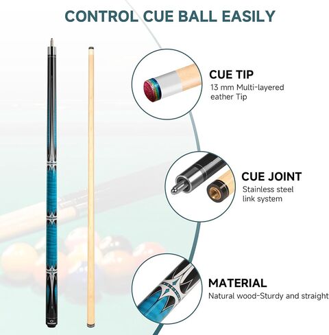 HomeSeason Pool Cue Stick 57" Billiard Cue Sticks Professional Low Deflection Pool Sticks in Kuwait