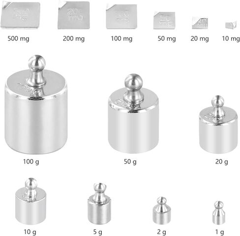 مجموعة وزن معايرة FUNSUEI 34 قطعة، وزن معايرة بمقياس 10 مجم - 100 جرام، مجموعة وزن جرام صغير للمقياس الرقمي، لمسة نهائية من الكروم، فضي in Kuwait