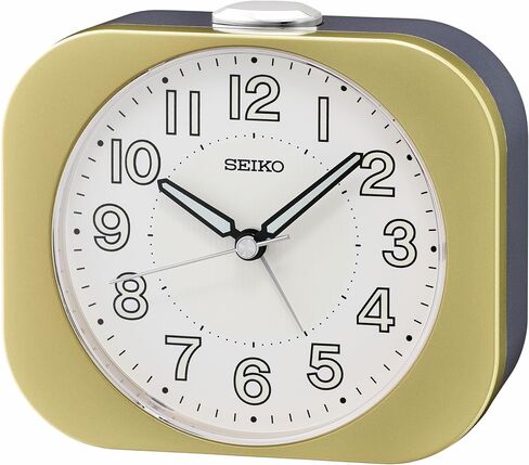Seiko Kyoda II Non Ticking Bedroom Alarm Clock, 4 Inch, Metallic Blue in Saudi Arabia