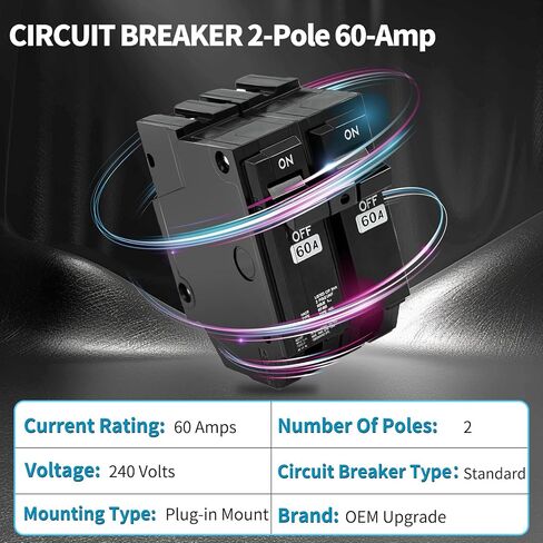 THQL2160 60 Amp 2 Pole Circuit Breaker,10KAIC 120/240V, Compatible with GE Thick Series and with Q-Line Series Load Centers, Plug-in Mount Standard Circuit Breaker Thermal Magnetic Protection in Saudi Arabia