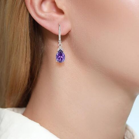 FATACI Women Earrings,925 Sterling Silver Teardrop Dangle Drop Earrings with 5A Cubic Zirconia Birthstone for Her in Saudi Arabia