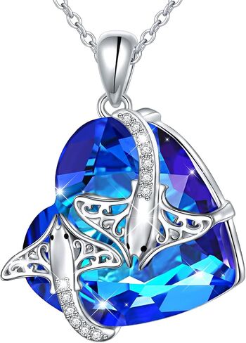 Ladytree Stingray/سلحفاة هدايا فضة مانتا راي / سلحفاة البحر كريستال / أذن البحر شل قلادة مجوهرات حيوانات المحيط هدايا عيد ميلاد الأم للنساء الأم والزوجة والصديقة الخطيبة in Kuwait