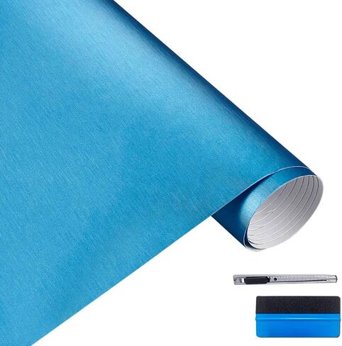 LZLRUN Brushed Metallic Steel Vinyl Wrap Roll with Air Release Technology DIY Styling Adhesive Decal Wrapping Car Accessories (Orange, 1ft x 5ft) in Saudi Arabia