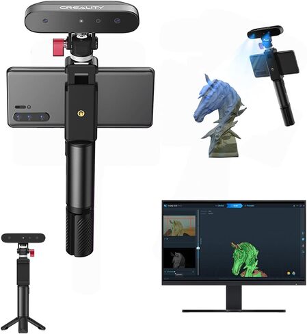 Creality 3D Scanner CR-Scan Ferret للطباعة ثلاثية الأبعاد، المسح الضوئي ثنائي الوضع، ترقية الماسح الضوئي المحمول مع سرعة مسح عالية 30 إطارًا في الثانية، دقة 0.1 مم لهاتف Andriod Phone PC Win 10/11، pop 2 3D Scanner in Kuwait