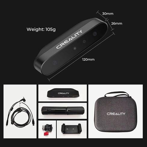 Creality 3D Scanner CR-Scan Ferret للطباعة ثلاثية الأبعاد، المسح الضوئي ثنائي الوضع، ترقية الماسح الضوئي المحمول مع سرعة مسح عالية 30 إطارًا في الثانية، دقة 0.1 مم لهاتف Andriod Phone PC Win 10/11، pop 2 3D Scanner in Kuwait