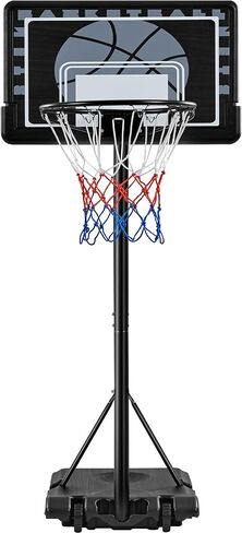 Yaheetech Kids Basketball Hoop Outdoor Stand Portable Basketball Goal System Set 7.6-8.6ft Height Adjustable with PE Backboard w/ 2 Wheels Use for Indoor & Outdoor Sports in Kuwait