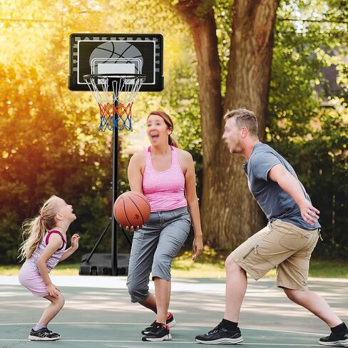 Yaheetech Kids Basketball Hoop Outdoor Stand Portable Basketball Goal System Set 7.6-8.6ft Height Adjustable with PE Backboard w/ 2 Wheels Use for Indoor & Outdoor Sports in Kuwait
