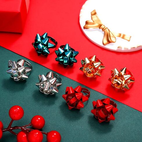 NVENF عيد الميلاد خواتم للنساء عيد الميلاد القوس تكويم خواتم عطلة ندفة الثلج بيان خواتم احتفالية البنصر مجموعة الهدايا in Kuwait