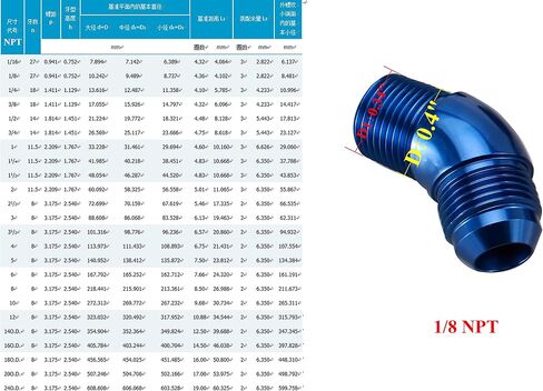 45 Degree Elbow One Piece Full Flow -8 AN to 3/8 NPT Forged Male Flare Coupling Union Fitting Aluminum Black in Saudi Arabia
