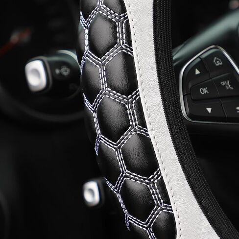 AICEL Elastic Stretch Car Steering Wheel Cover, Leather Auto Steer Wheel Protection for 14.5-15 Inch, Anti-Slip Cute Vehicle Interior Protective Accessories Universal for SUV, Truck, Sedan（Black） in Saudi Arabia