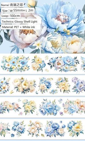 Landscape PET tape flower washi paper special oil girl character collage washi tape for DIY journal book (90697) in Saudi Arabia