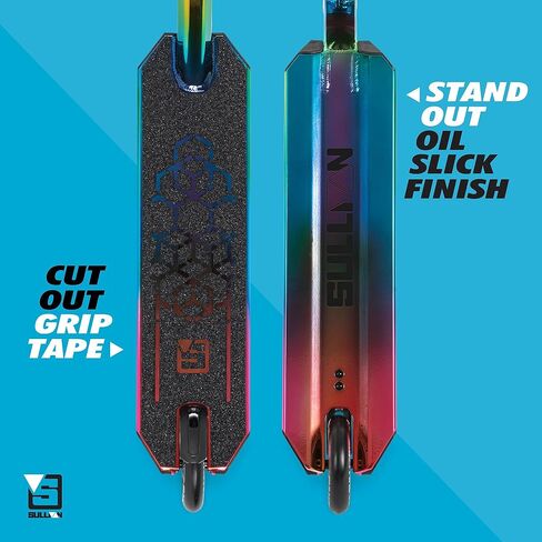 Sullivan Antic V2 Pro Stunt Scooter Oil Slick - سكوتر حيلة عالي الأداء مع سطح ألومنيوم 6061، وعجلات 110 ملم، وقضبان على شكل حرف T، ومقابض ناعمة، وفرامل قدم - مثالية للحيل ومنتزه التزلج in Kuwait