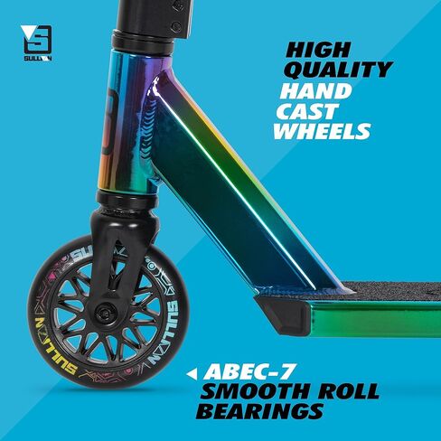 Sullivan Antic V2 Pro Stunt Scooter Oil Slick - سكوتر حيلة عالي الأداء مع سطح ألومنيوم 6061، وعجلات 110 ملم، وقضبان على شكل حرف T، ومقابض ناعمة، وفرامل قدم - مثالية للحيل ومنتزه التزلج in Kuwait
