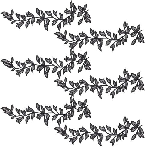 WEBEEDY 6 PCS Lace Forest Leaves Vine Patches Iron on Patches Embroided Applique Leaf Pattern Sequin Appliques Trims Embellishment Decoration for DIY Costume Art Craft Projects, Green in Saudi Arabia