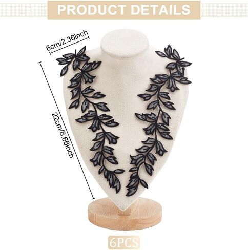 WEBEEDY 6 PCS Lace Forest Leaves Vine Patches Iron on Patches Embroided Applique Leaf Pattern Sequin Appliques Trims Embellishment Decoration for DIY Costume Art Craft Projects, Green in Saudi Arabia