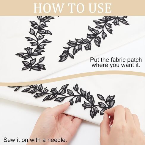 WEBEEDY 6 PCS Lace Forest Leaves Vine Patches Iron on Patches Embroided Applique Leaf Pattern Sequin Appliques Trims Embellishment Decoration for DIY Costume Art Craft Projects, Green in Saudi Arabia