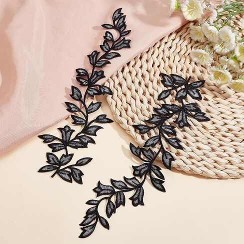 WEBEEDY 6 PCS Lace Forest Leaves Vine Patches Iron on Patches Embroided Applique Leaf Pattern Sequin Appliques Trims Embellishment Decoration for DIY Costume Art Craft Projects, Green in Saudi Arabia