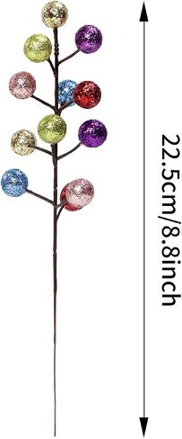 Artificial Colorful Berry Stems, 24 Pack 8.7" Christmas Glitter Berries Stems Artificial Holly Fruit Berry Branches Winter Picks Home Holiday Wedding Party DIY Christmas Tree Crafts Decor (Mix) in Saudi Arabia