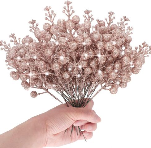 Artificial Colorful Berry Stems, 24 Pack 8.7" Christmas Glitter Berries Stems Artificial Holly Fruit Berry Branches Winter Picks Home Holiday Wedding Party DIY Christmas Tree Crafts Decor (Mix) in Saudi Arabia