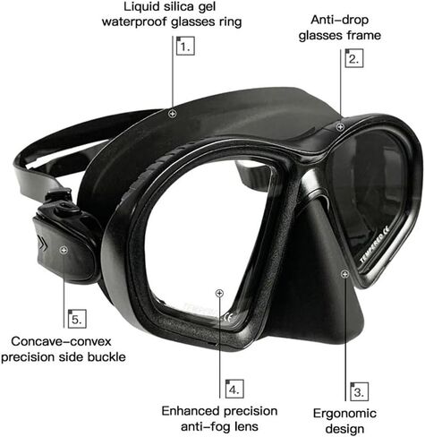 Low Volume Tempered Glass Adults Freediving Mask Waterproof Anti-Fog Clear Vision Diving Mask with Storage Case, Camera Mount Snorkel Mask for Photography and Snorkeling in Saudi Arabia