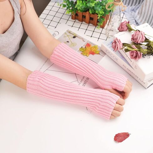 Fashion Arm Warmers Winter Long Fingerless Gloves, Knit Mitten Gloves Arm Sleeves Women With Thumb Hole. For: Unisex Style. in Saudi Arabia