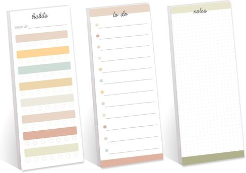 Motivational Sticky Note Checklist Assortment/Set of 3 Black and Red to Do Note Pads / 3" x 8" Empowering Task Trackers / 50 Sheets Per Pad/Made in USA in Saudi Arabia