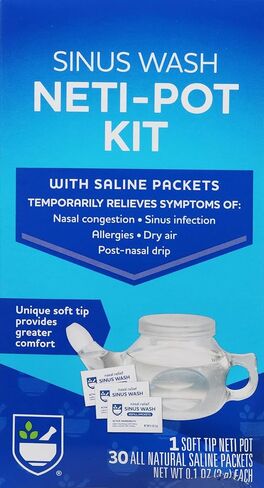 Rite Aid Sinus Wash Refill, Individually Wrapped Saline Packets - 100 Count | Nasal Relief | Allergy Relief Saline Solution for Neti Pots | Nasal Rinse | Sinus Relief Rinse Kit in Kuwait