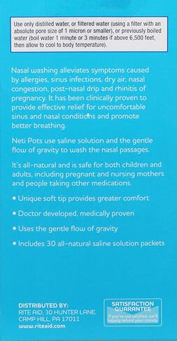 Rite Aid Sinus Wash Refill, Individually Wrapped Saline Packets - 100 Count | Nasal Relief | Allergy Relief Saline Solution for Neti Pots | Nasal Rinse | Sinus Relief Rinse Kit in Kuwait