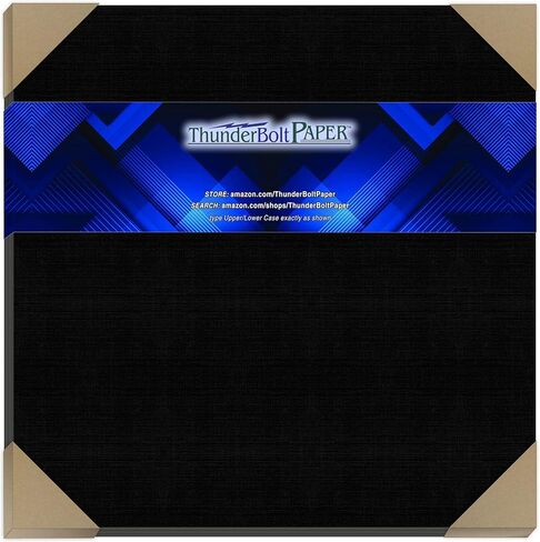 15 ورقة غلاف من الكتان الأسود رقم 80 - 11 بوصة × 17 بوصة (11 × 17 بوصة) تابلويد|دفتر الأستاذ|حجم الكتيب - وزن البطاقة - صبغ عميق، لمسة نهائية من الكتان الناعم - بطاقات عالية الجودة in Kuwait