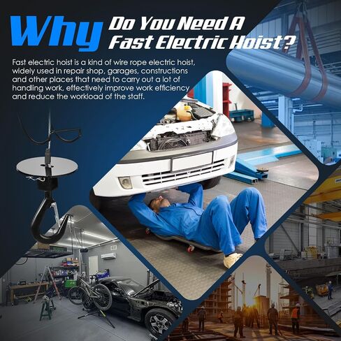 Mxmoonant Fast Electric Hoist 1100lb, 39ft/min Electric Winch Crane 98ft Lifting Height with 2 Control Methods for Garage Repair Shop Construction 110V in Saudi Arabia