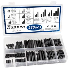 230Pcs SAE Roll Pin Assortment Set - Slotted Spring Pins Steel Split Expansion Pin 10 Sizes 1/16 5/64 3/32 1/8 5/32 3/16 7/32 1/4 5/16 3/8 Inch for Home Improvement Automotive Repair