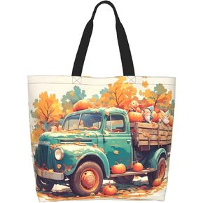 Fall Large Tote Bag Maple Leaf pumpkin Bags Thanksgiving Day Bags Reusable Shoulder Tote Bags Travel Bags