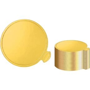 YYaaloa 3.15 Inch Mini Round Golden Cake Boards 50pcs Mousse Cupcake Base Paper Plates Circle Dessert Board (Gold 3inch 50pcs)