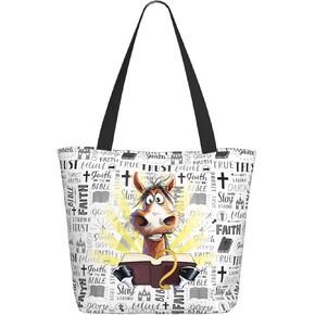 Christian Gifts Canvas Tote Bag Religious Gifts for Women Reusable Zippered Bible Verse Grocery Shopping Bags