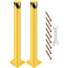 Safey Bollard Post 42 Inch, Bollard Post In Ground, Removable Steel Bolt Down Parking Bollards Pole, Yellow, 2PACK in Saudi Arabia