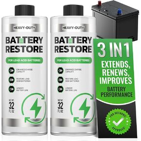 2 Pack Battery Restorer and Desulfator for Lead Acid Battery - Prolong Battery Life & Boost Charge Capacity, Battery Additive for Golf Cart, RVs, Bikes, ATVs, Car Battery and More, Battery Acid Refill