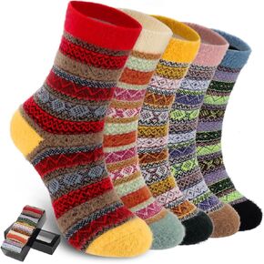 5 Pairs Fuzzy Socks for Women Wool Fluffy Cozy Socks Warm Winter Comfy Soft Socks Gifts