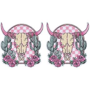 Embroidered Iced Coffee Patch, 3" x 1.75", Pink, Iron-On for Hats, Bags, Jackets