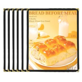 6 Pack Menu Holder Menu Covers 8.5 x 11 Inch Menu Holders Black Restaurant Menu Covers, Clear Menu Cover Menu Covers for Restaurant, Cafe, and Bar Menus (6 Pack (1 Page, 2 View))