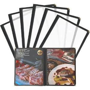 6 عبوات من أغطية قائمة حامل القائمة مقاس 8.5 × 11 بوصة، أغطية قائمة مطاعم سوداء، أغطية قائمة شفافة لقائمة المطاعم والمقهى وقوائم البار (6 عبوات (صفحة واحدة، عرضان)) in Kuwait