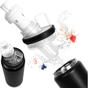 Bottle Adapter for Yeti to Cirkul With Integrated Cirkul Lid | Cirkul to Yeti Rambler Bottle Adapter Fits 12, 18, 26, 36, 46, 64 oz YETI Rambler Bottles(Transparent & Black Silicone)