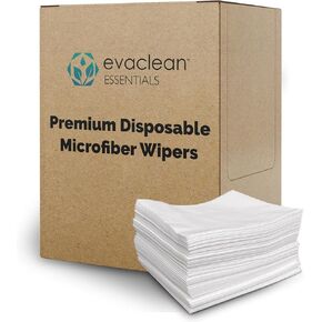 EvaClean Extra Large Disposable Microfiber Wipes - Lint-Free, Strong & Versatile, Solvent-Resistant, Use Dry or with Water, Cleaners, Sanitizers, or Disinfectants - 13.75" x 12", 200 Wipers per Box