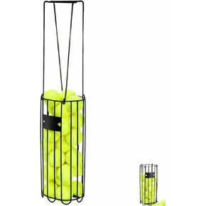 Tebery Portable Tennis Ball Hopper, Tennis Picker Collector with Handle, Metal Tennis Ball Retriever Basket for Easy Carrying, Tennis Holder Container Training Tool for Pickup, Storage, Practice