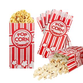 100 Pieces 1 OZ Popcorn Bags Classic Red & White Stripes Paper Popcorn Bags for Individual Servings Bulk Popcorn Bag for Carnival Themed Party, Movie Night, Birthday, Decorations (100)