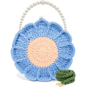 Pearl Sunflower Handmade Crossbody Crochet Small Shoulder Handbags Gifts For Women Knitting Lovers Fall 2024