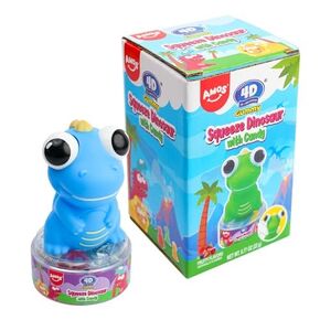 Amos 4D Gummy Squeeze Dinosaur with Candy，Funny Novelty Stress Relief Squeeze Dino Candy Gift for Adults & Kids，Dino Squishy Gift(Green)