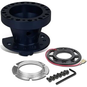 Auto Dynasty Steering Wheel 6-Hole Hub Adaptor Kit Compatible with Civic/CRX/Integra, Aluminum, Black