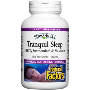 Stress-Relax Chewable Tranquil Sleep by Natural Factors, Sleep Supplement, Tropical Fruit Flavor, 60 Tablets