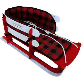Snow Sled for Toddlers, with Cushion Pad and Seat Belt Red